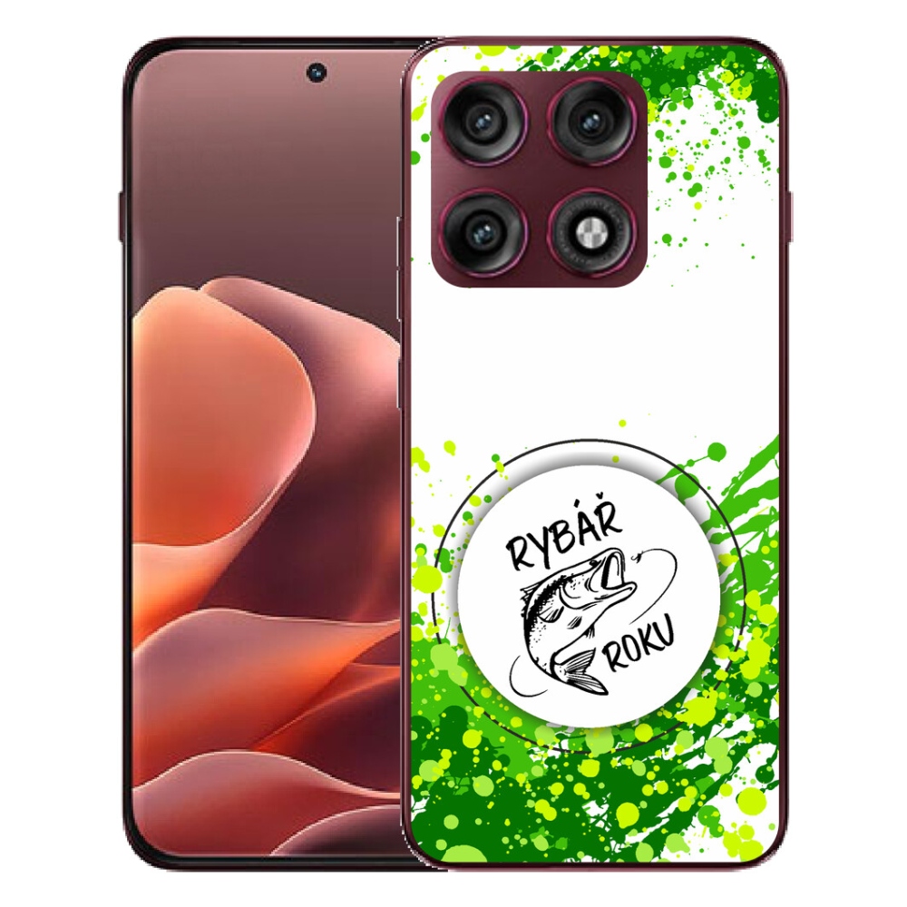 Gélový kryt mmCase na Motorola Edge 70 Pro - rybár roku biele pozadie