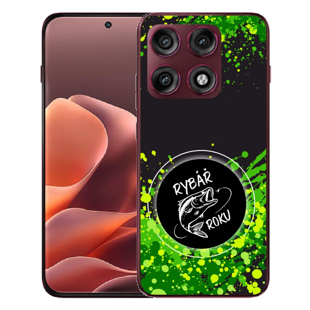 Gélový kryt mmCase na Motorola Edge 70 Pro - rybár roku čierne pozadie