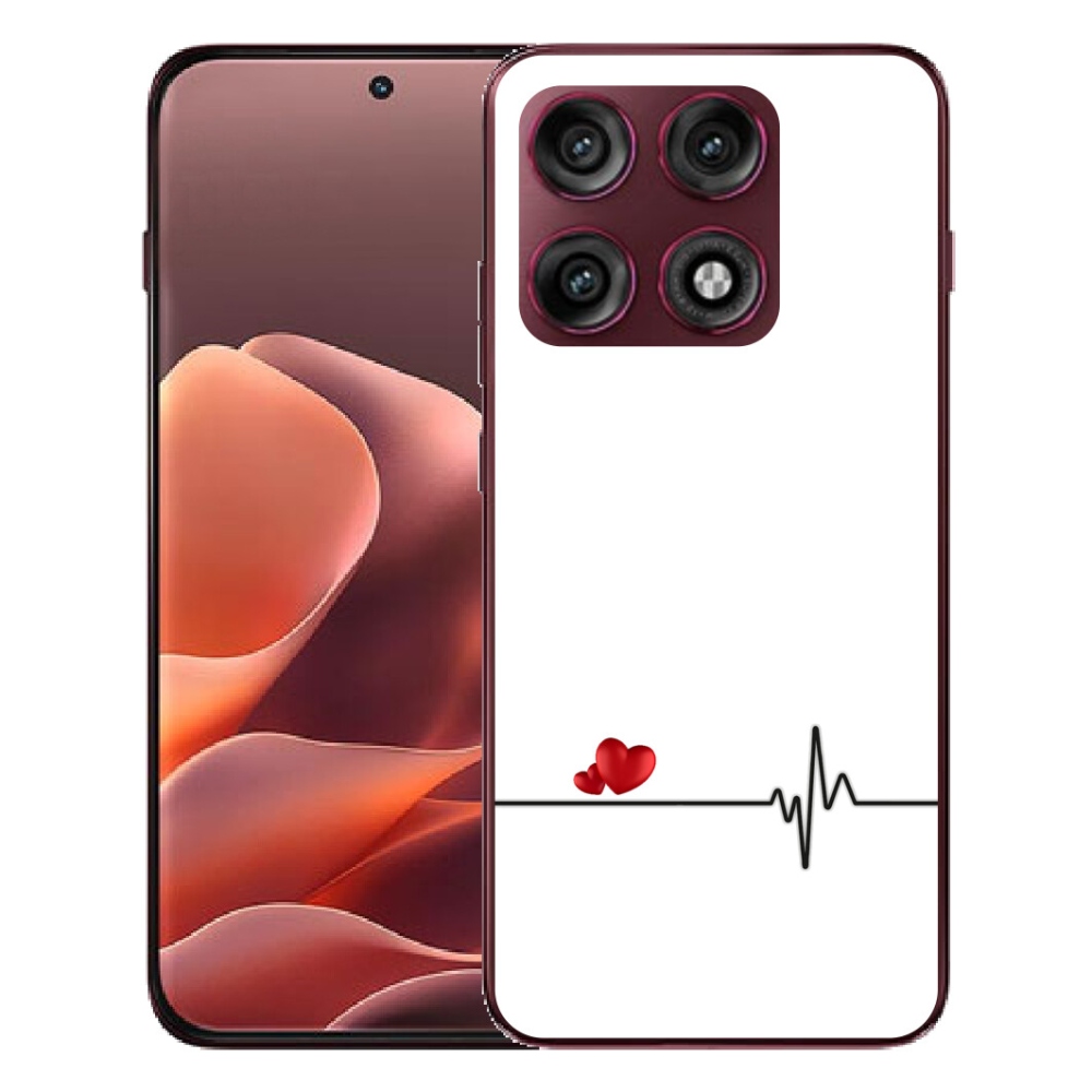 Gélový kryt mmCase na Motorola Edge 70 Pro - srdce a tep biele pozadie
