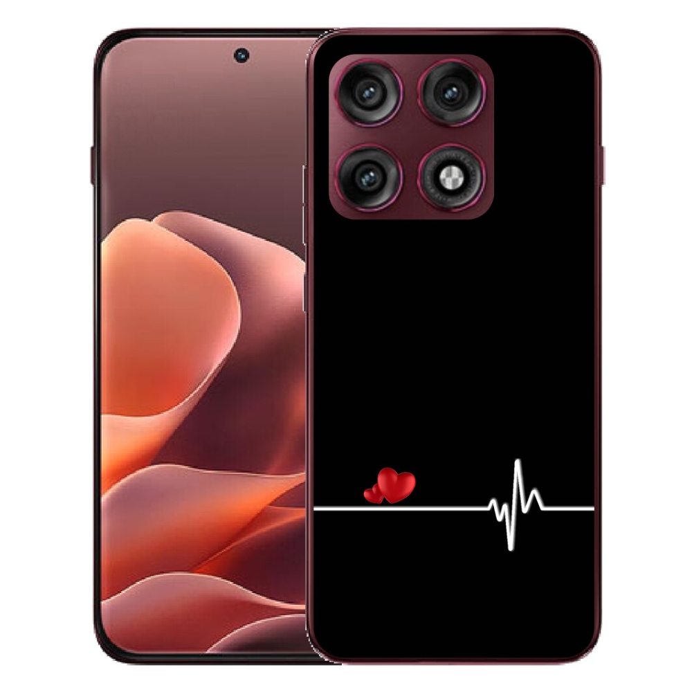 Gélový kryt mmCase na Motorola Edge 70 Pro - srdce a tep čierne pozadie