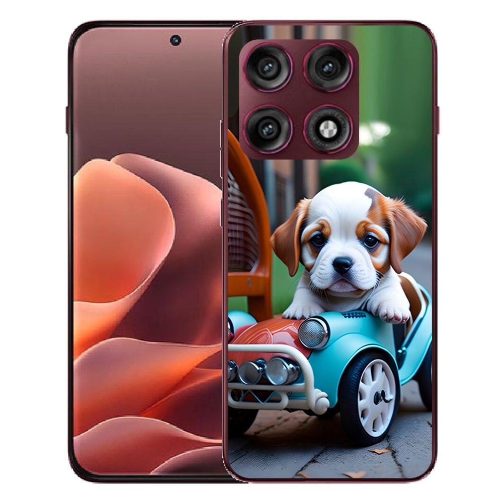 Gélový kryt mmCase na Motorola Edge 70 Pro - šteňa v retro aute