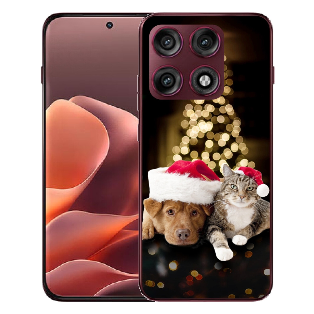 Gélový kryt mmCase na Motorola Edge 70 Pro - vianočný pes a mačka