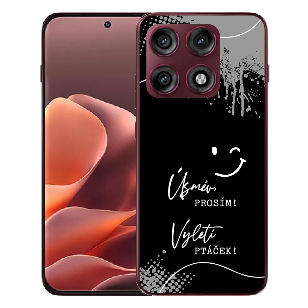 Gélový kryt mmCase na Motorola Edge 70 Pro - vtipný text 4 čierne pozadie