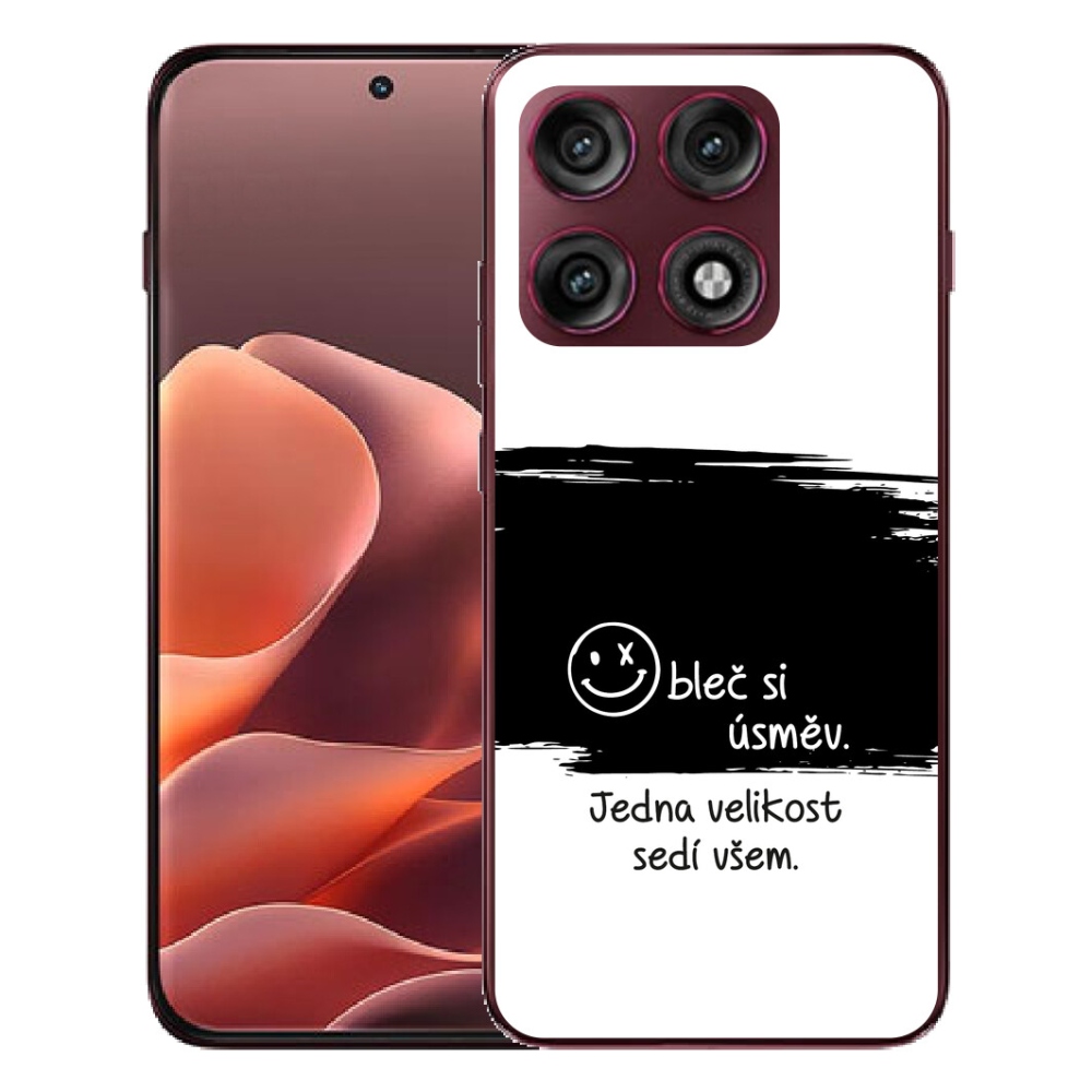 Gélový kryt mmCase na Motorola Edge 70 Pro - vtipný text 8 čiernobiele pozadie