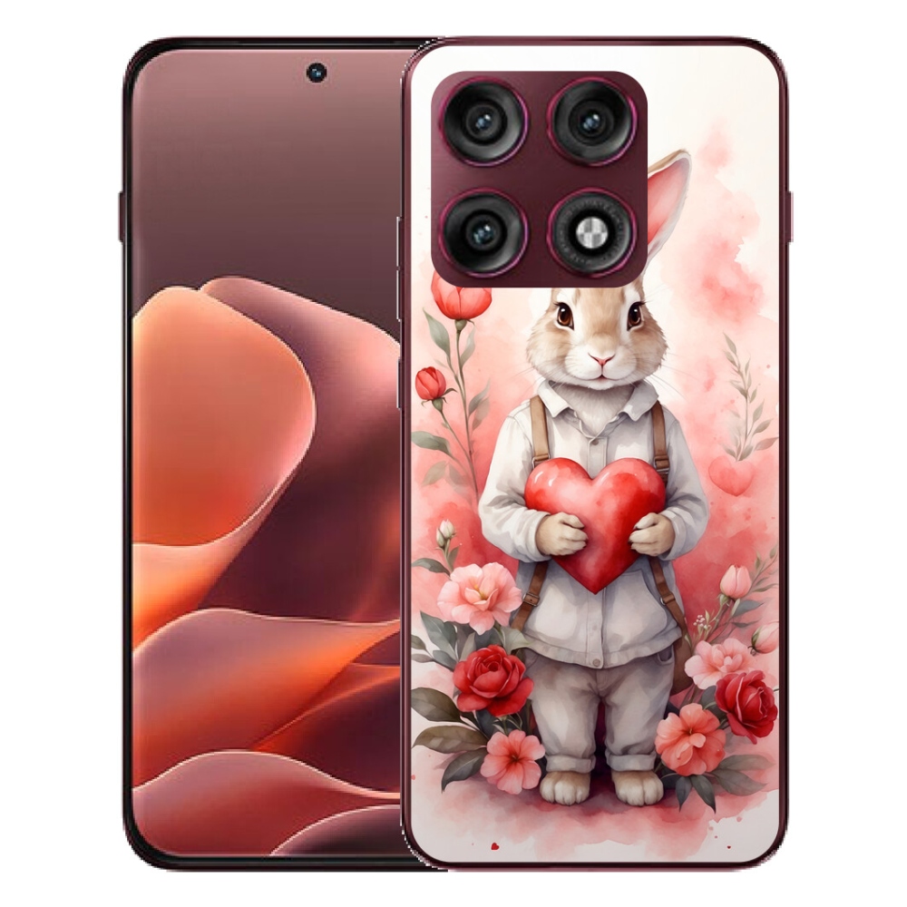 Gélový kryt mmCase na Motorola Edge 70 Pro - zajac so srdiečkom