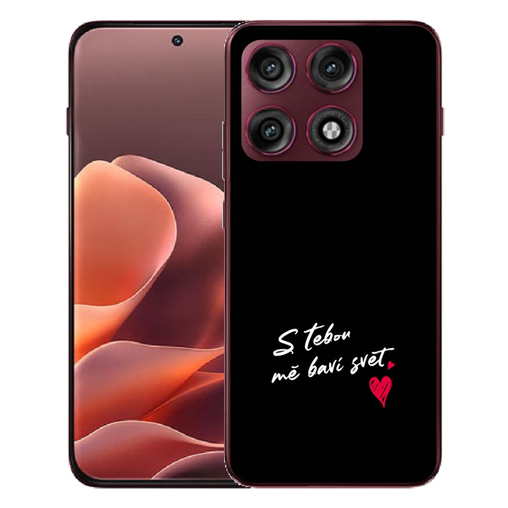 Gélový kryt mmCase na Motorola Edge 70 Pro - zamilovaný text 1 čierne pozadie