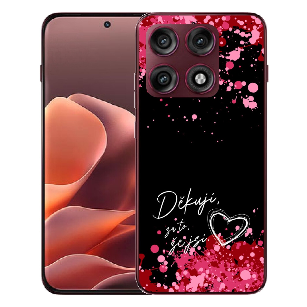 Gélový kryt mmCase na Motorola Edge 70 Pro - zamilovaný text 2 čierne pozadie