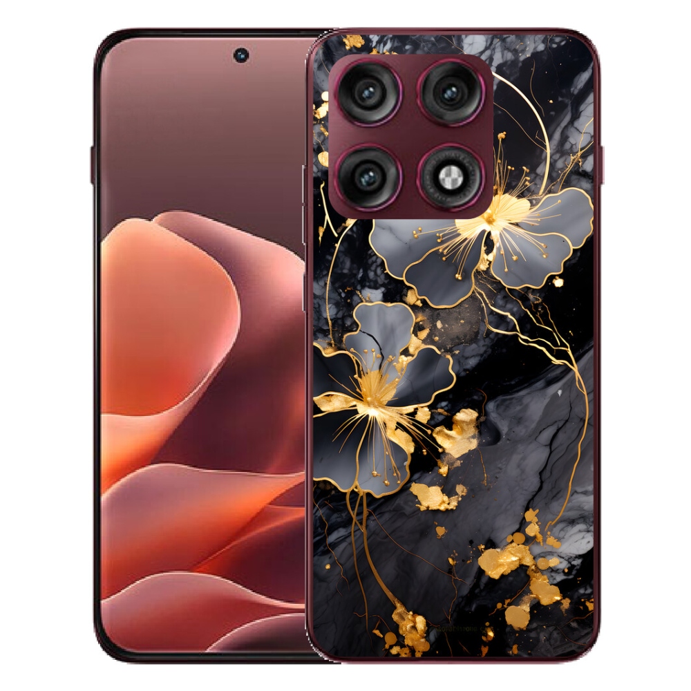 Gélový kryt mmCase na Motorola Edge 70 Pro - zlaté kvety