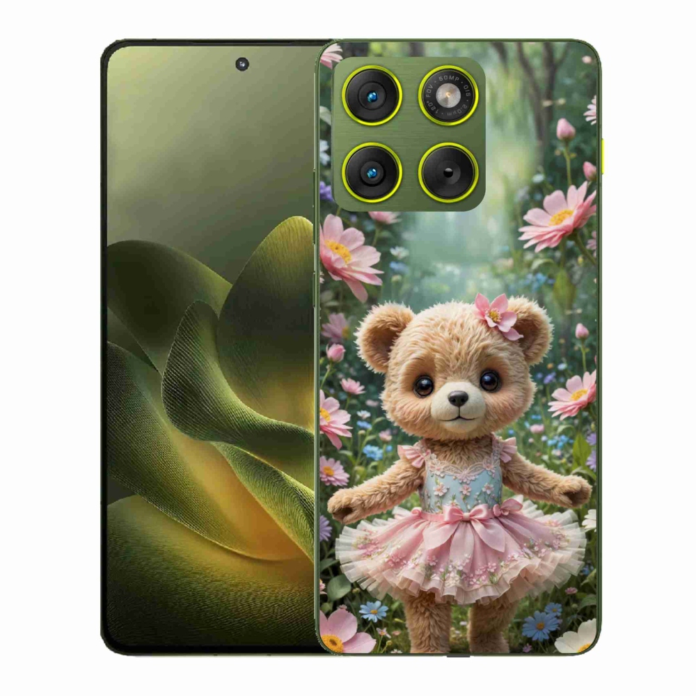 Gélový kryt mmCase na Motorola Edge 70 - roztomilý medvedík v kvetoch