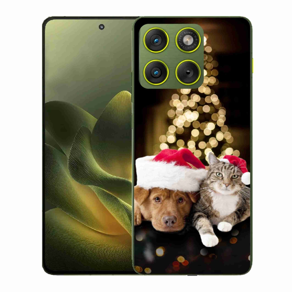 Gélový kryt mmCase na Motorola Edge 70 - vianočný pes a mačka