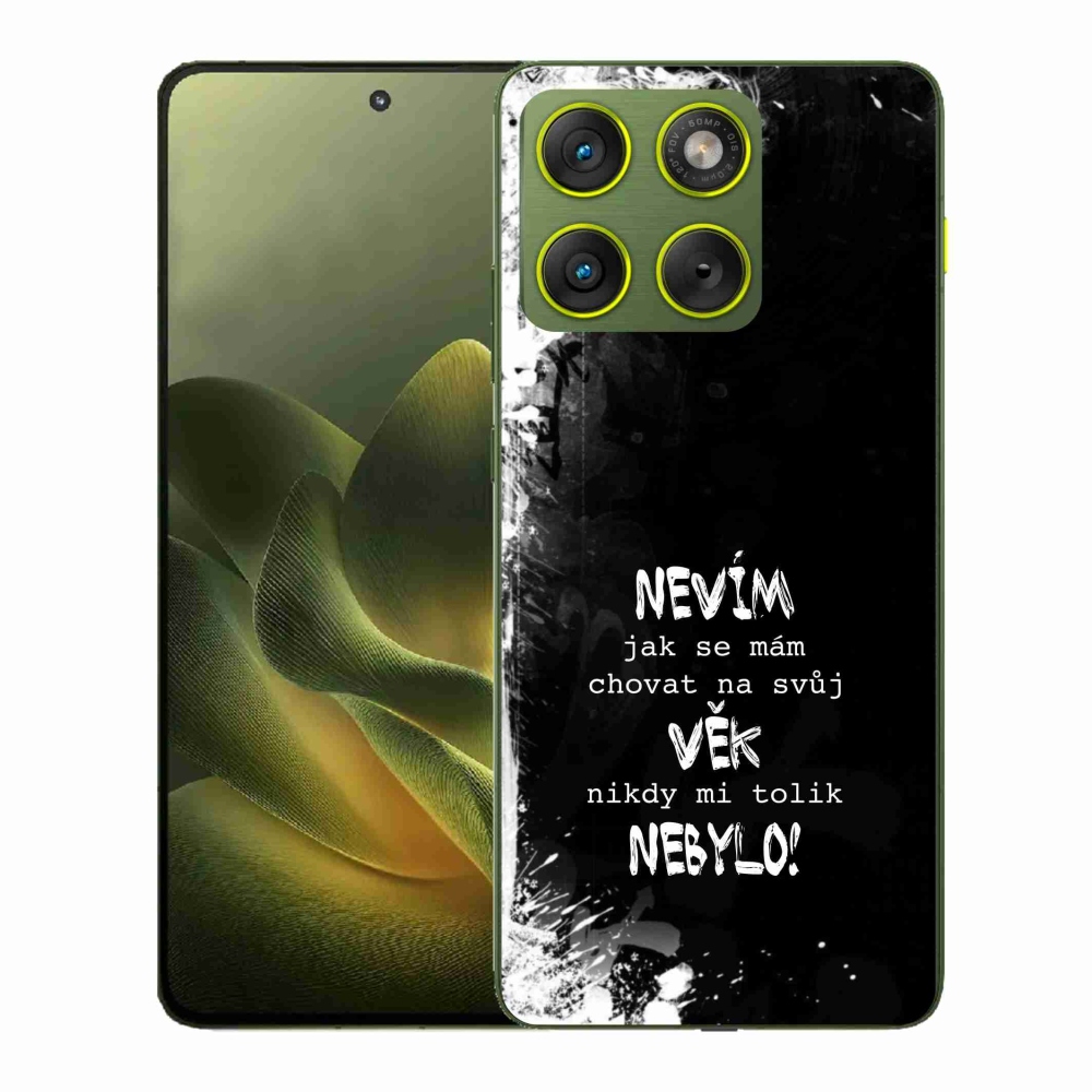 Gélový kryt mmCase na Motorola Edge 70 - vtipný text 14 čierne pozadie