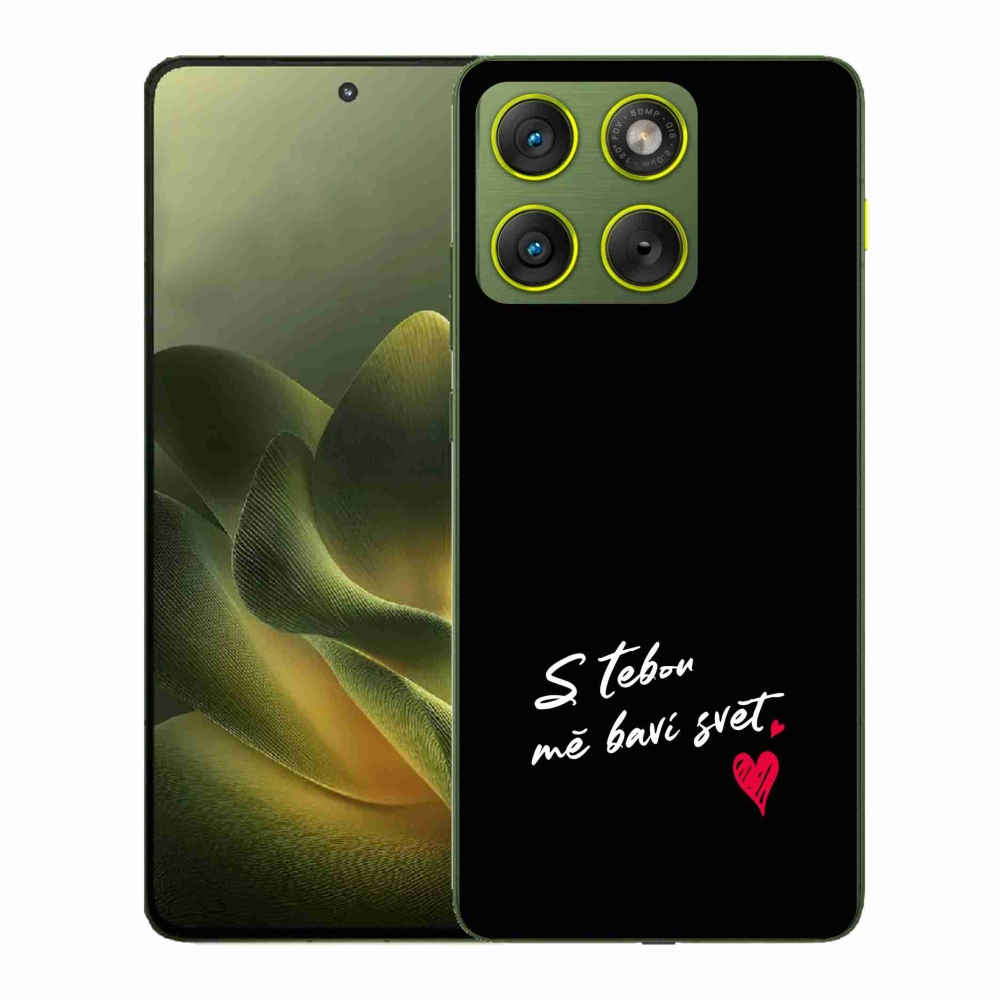 Gélový kryt mmCase na Motorola Edge 70 - zamilovaný text 1 čierne pozadie