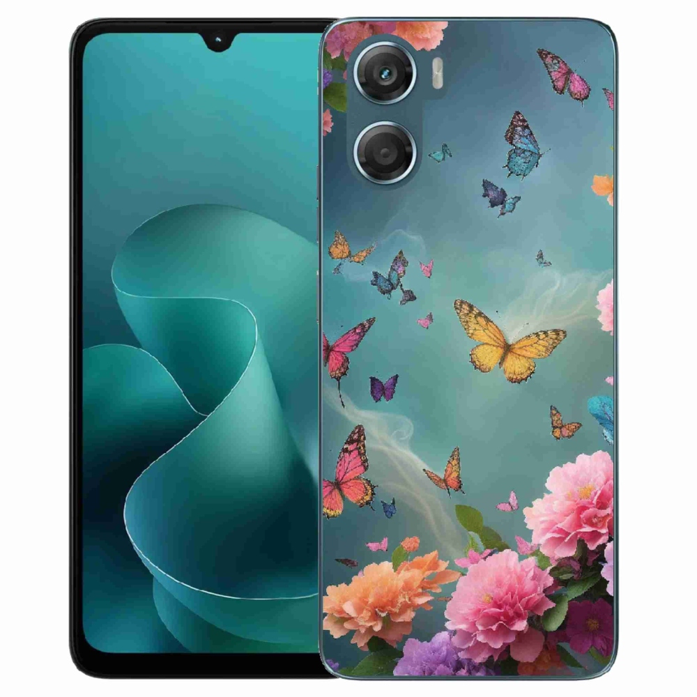 Gélový kryt mmCase na Motorola G06/G06 Power - farebné kvety a motýle