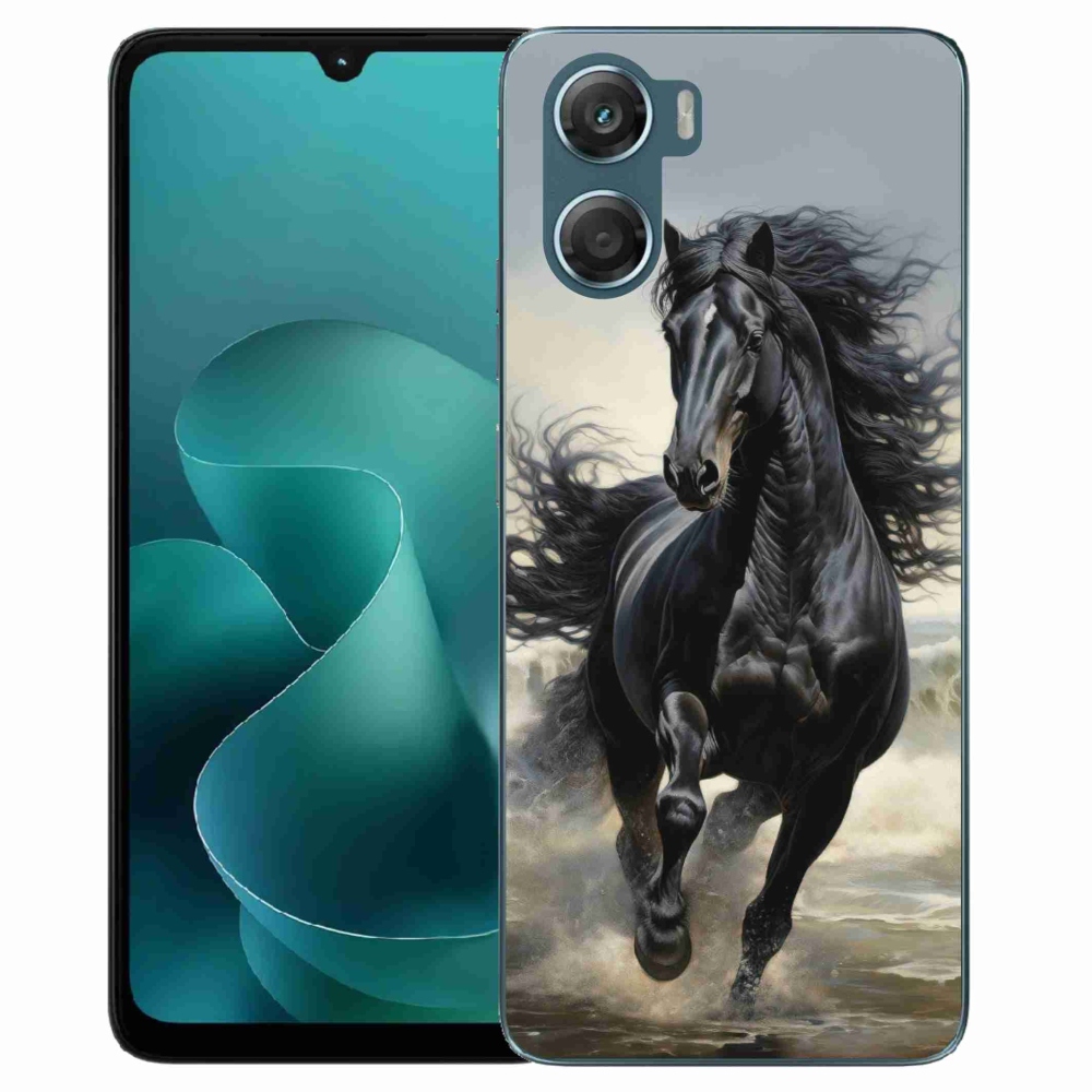 Gélový kryt mmCase na Motorola G06/G06 Power - bežiaci čierny kôň