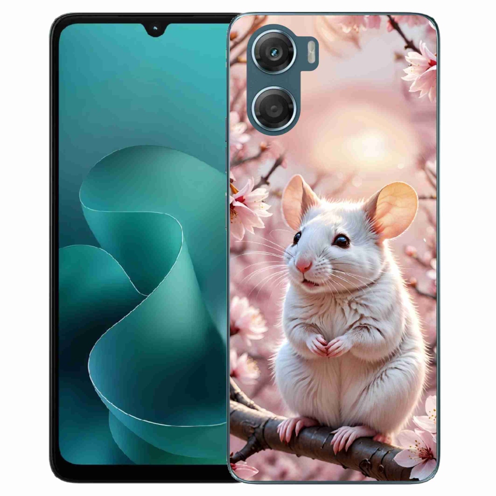 Gélový kryt mmCase na Motorola G06/G06 Power - biela myš na vetve