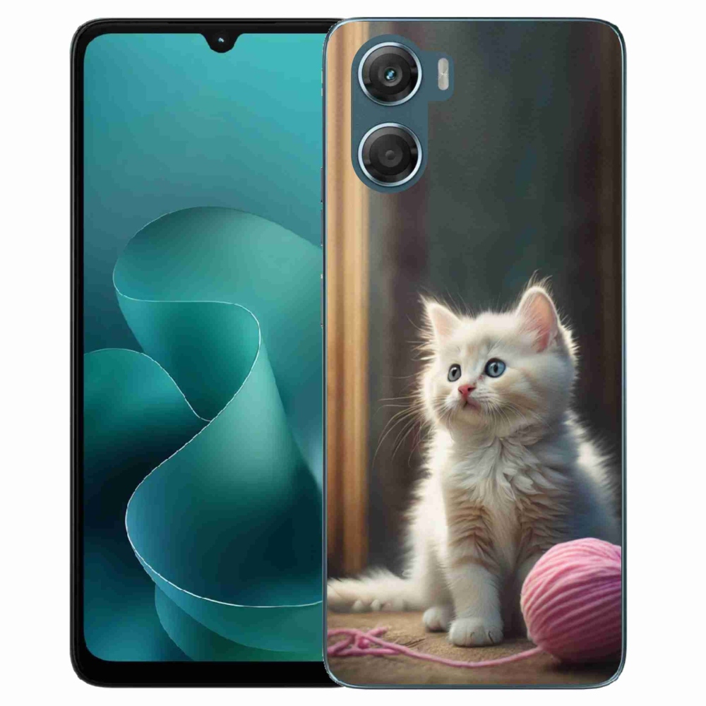 Gélový kryt mmCase na Motorola G06/G06 Power - biele mačiatko 2
