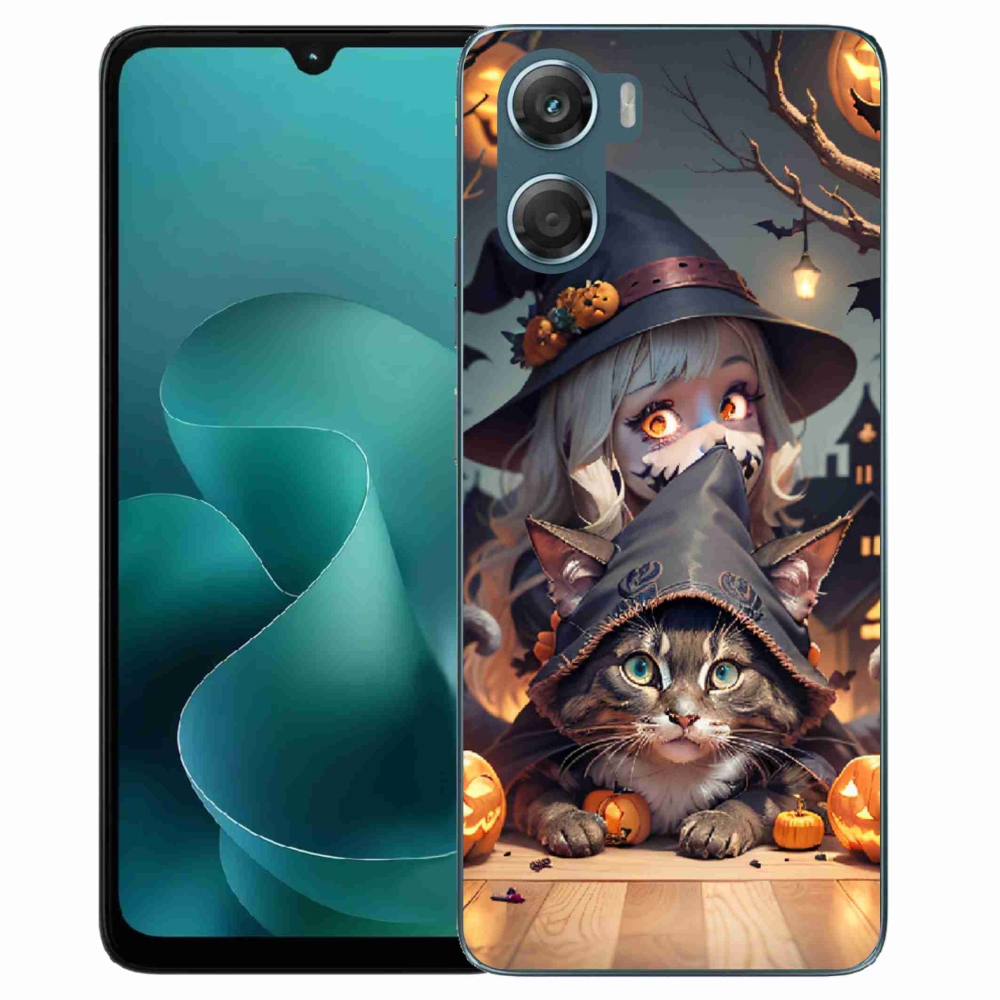 Gélový kryt mmCase na Motorola G06/G06 Power - čarodejnica s mačkou