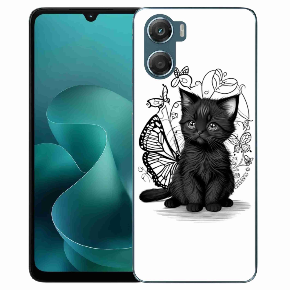 Gélový kryt mmCase na Motorola G06/G06 Power - čierne mačiatko