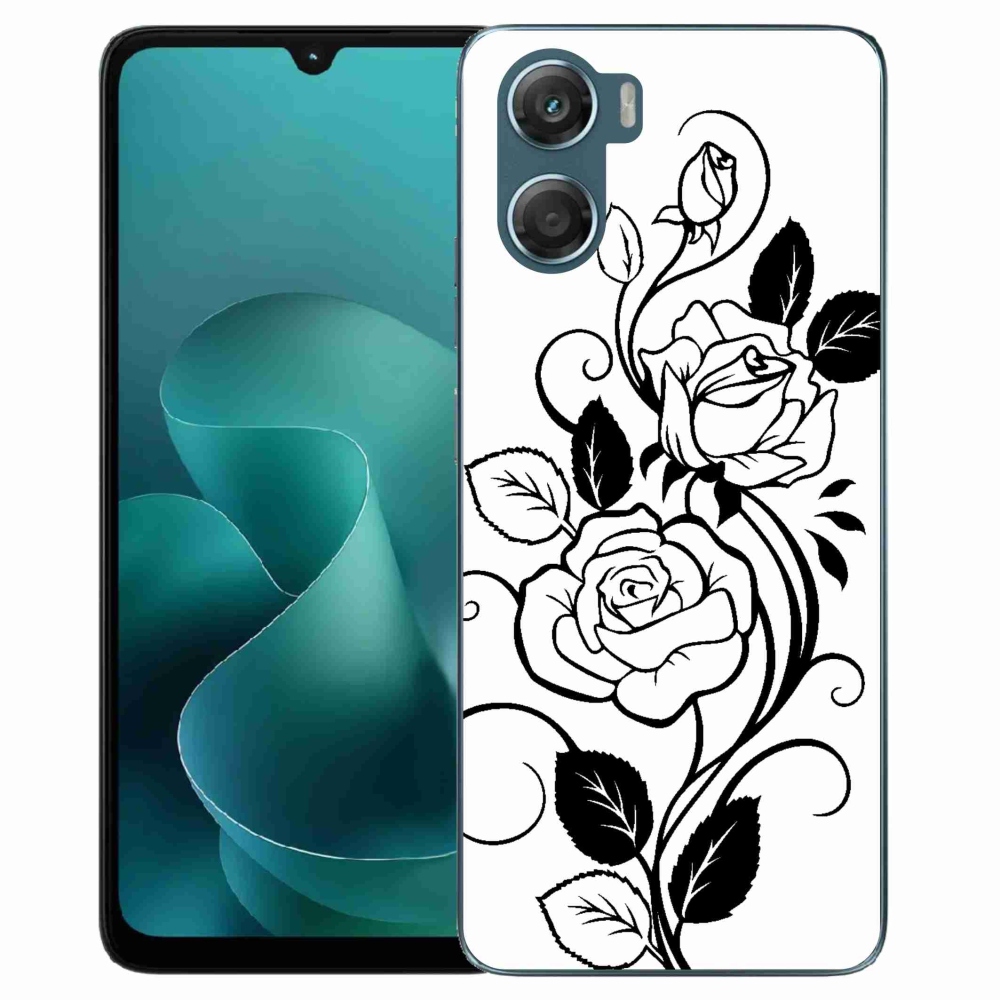 Gélový kryt mmCase na Motorola G06/G06 Power - čiernobiela ruža