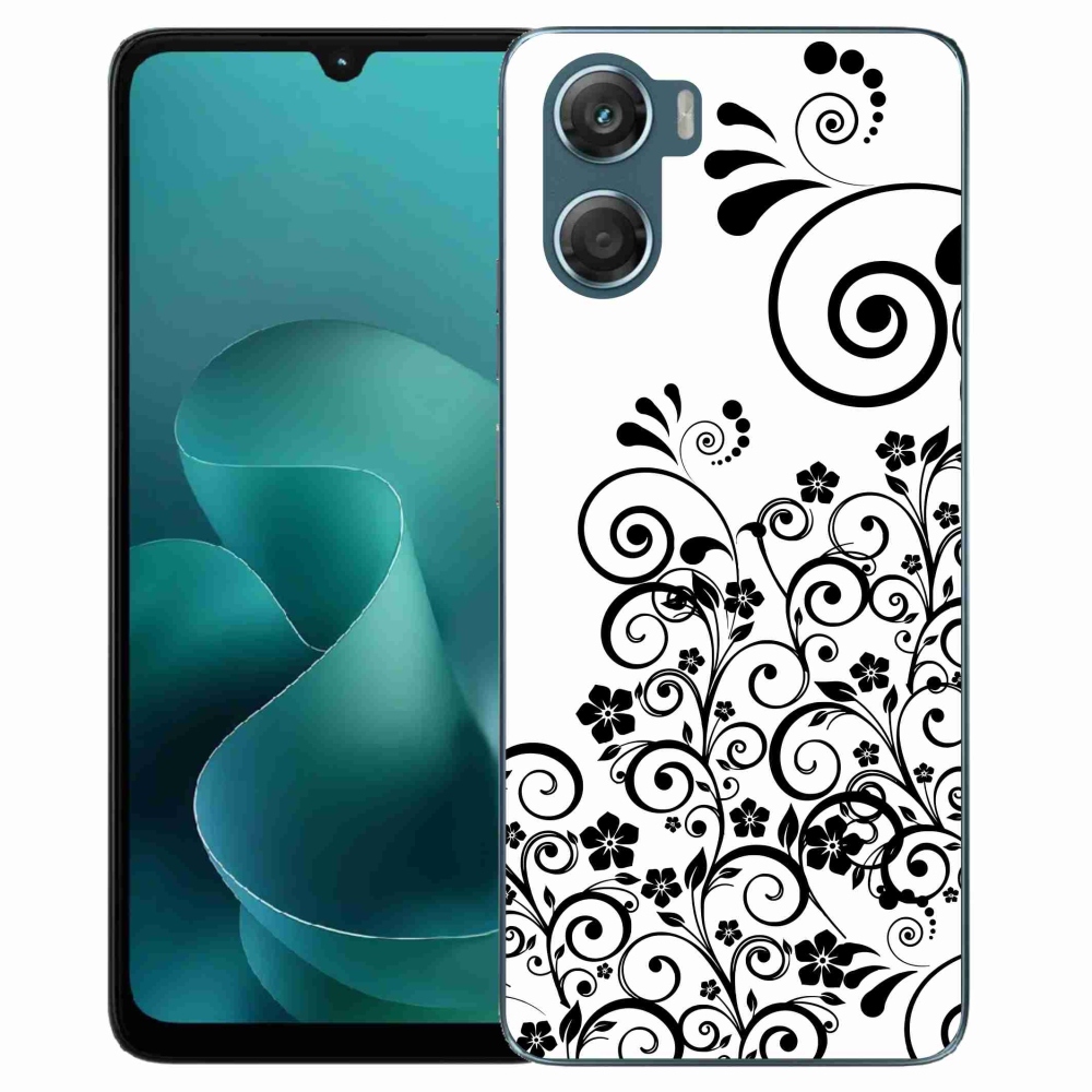 Gélový kryt mmCase na Motorola G06/G06 Power - čiernobiele kvetinové vzory
