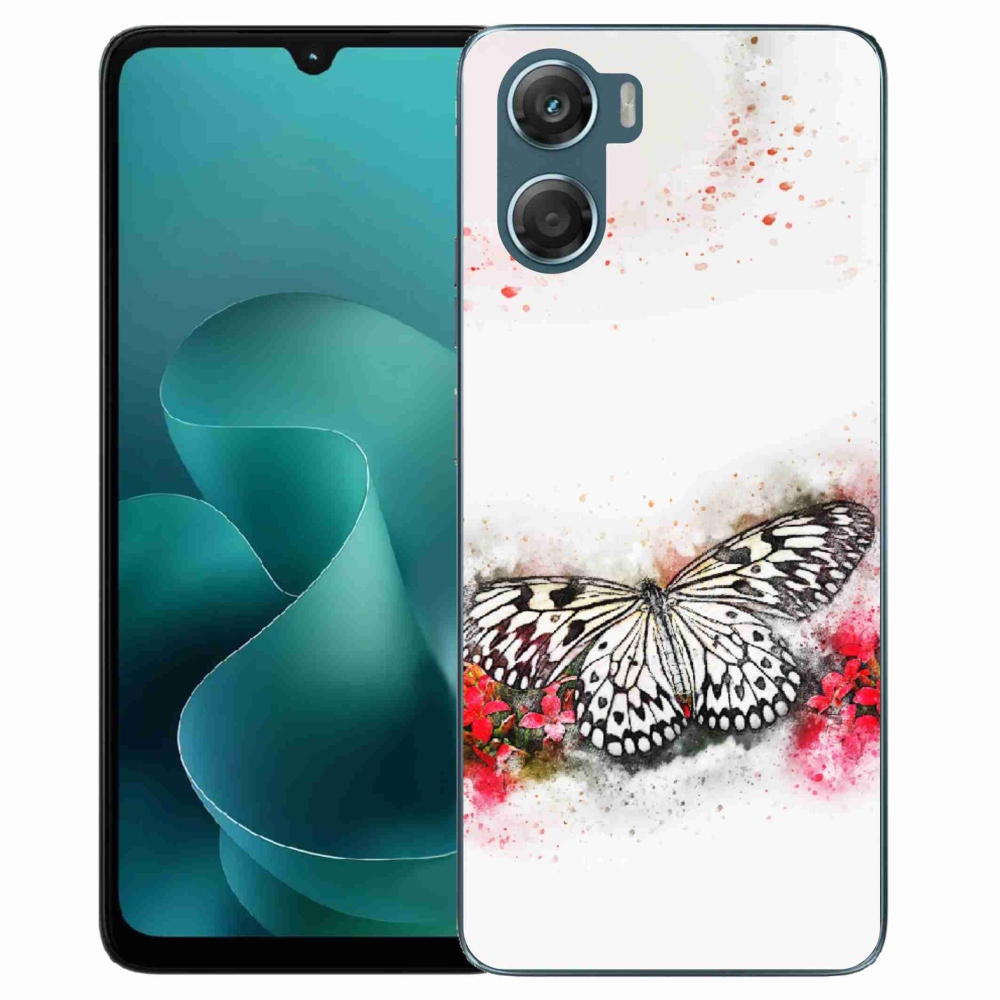 Gélový kryt mmCase na Motorola G06/G06 Power - čiernobiely motýľ