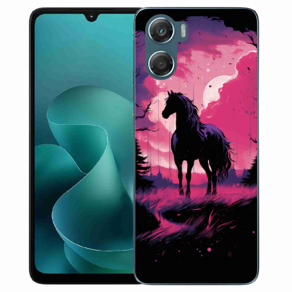 Gélový kryt mmCase na Motorola G06/G06 Power - čierny kreslený kôň 1