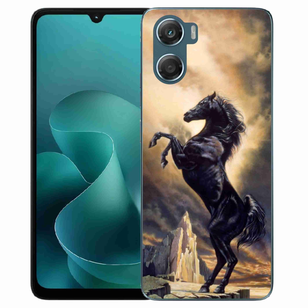 Gélový kryt mmCase na Motorola G06/G06 Power - čierny kreslený kôň