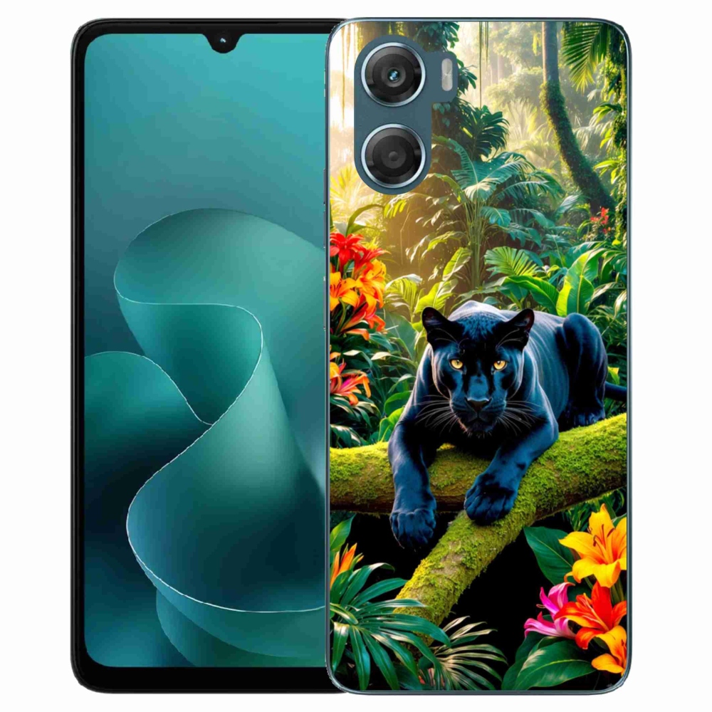 Gélový kryt mmCase na Motorola G06/G06 Power - čierny panter v džungli