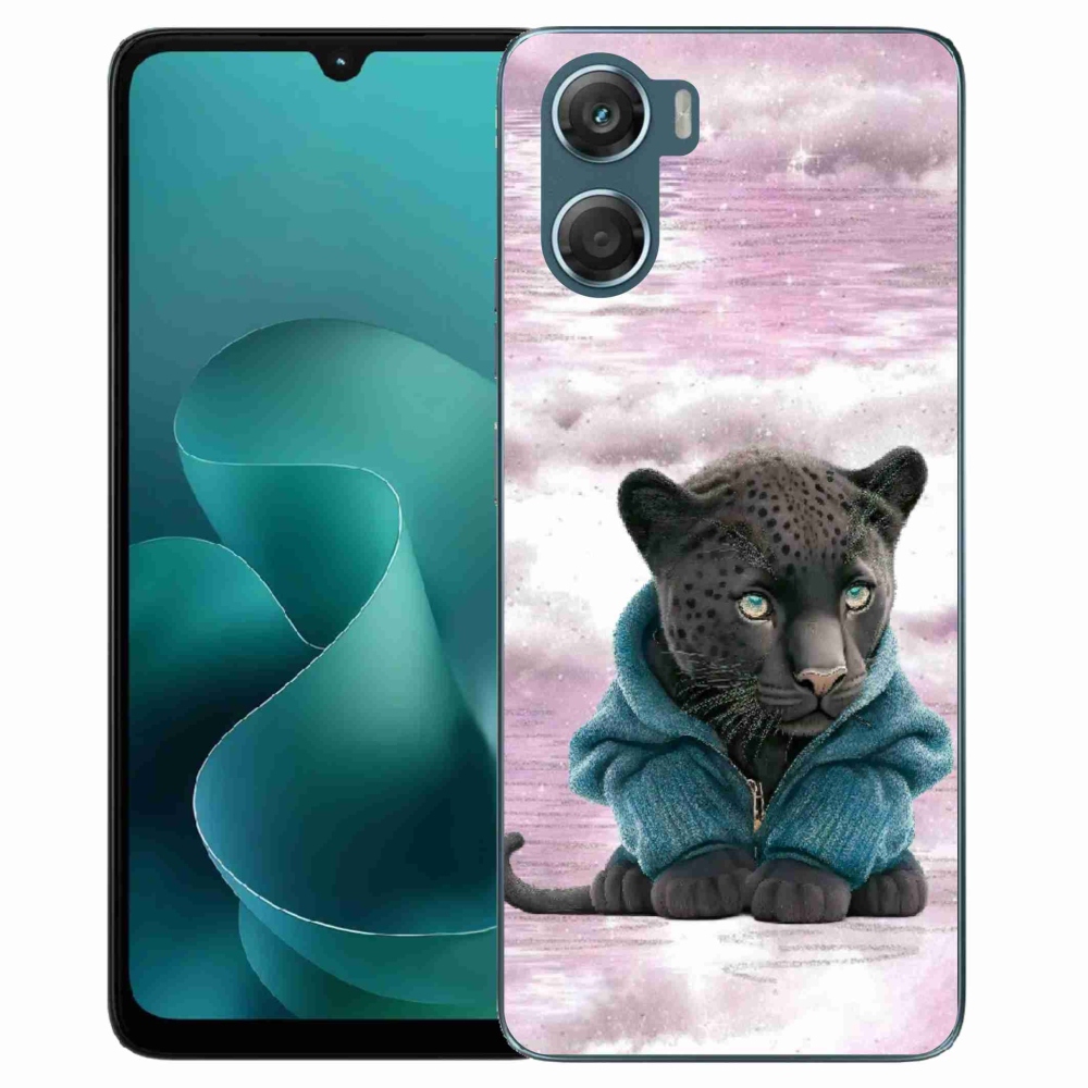 Gélový kryt mmCase na Motorola G06/G06 Power - čierny panter vo svetri