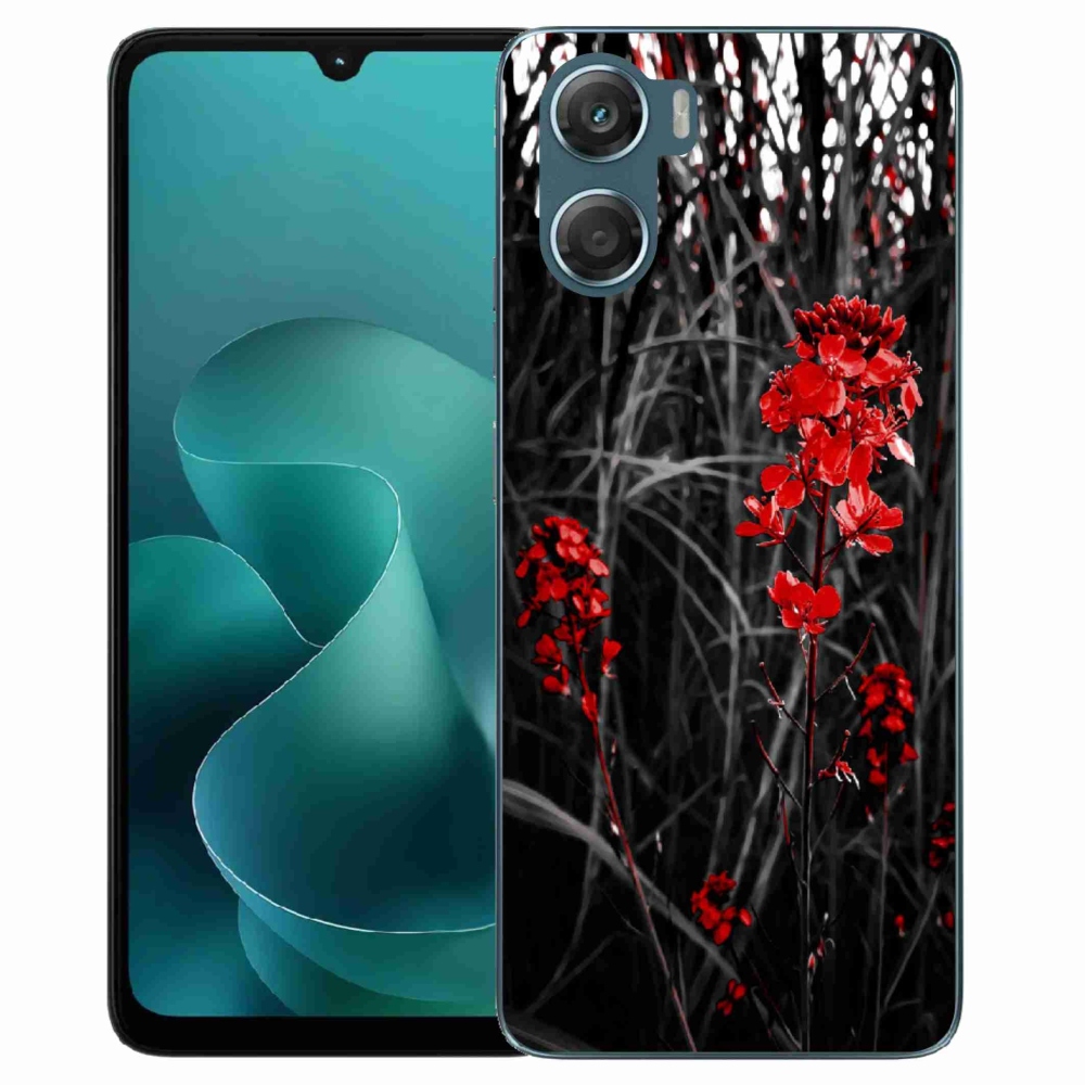 Gélový kryt mmCase na Motorola G06/G06 Power - červená rastlina