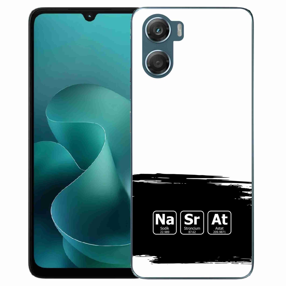 Gélový kryt mmCase na Motorola G06/G06 Power - chemické prvky čiernobiele pozadie