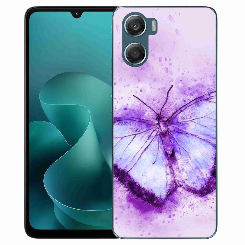 Gélový kryt mmCase na Motorola G06/G06 Power - fialový motýľ