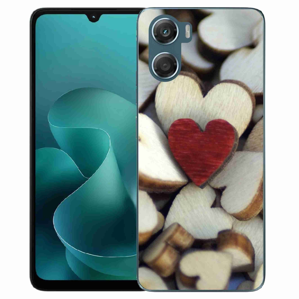 Gélový kryt mmCase na Motorola G06/G06 Power - gravírované červené srdce