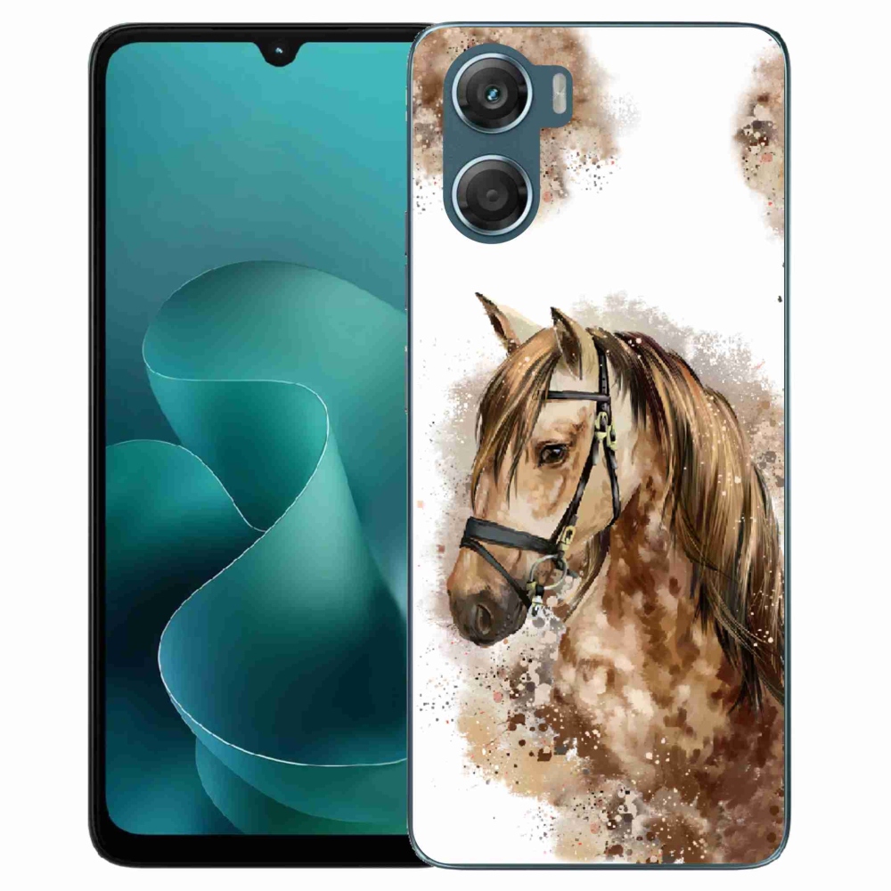 Gélový kryt mmCase na Motorola G06/G06 Power - hnedý kreslený kôň