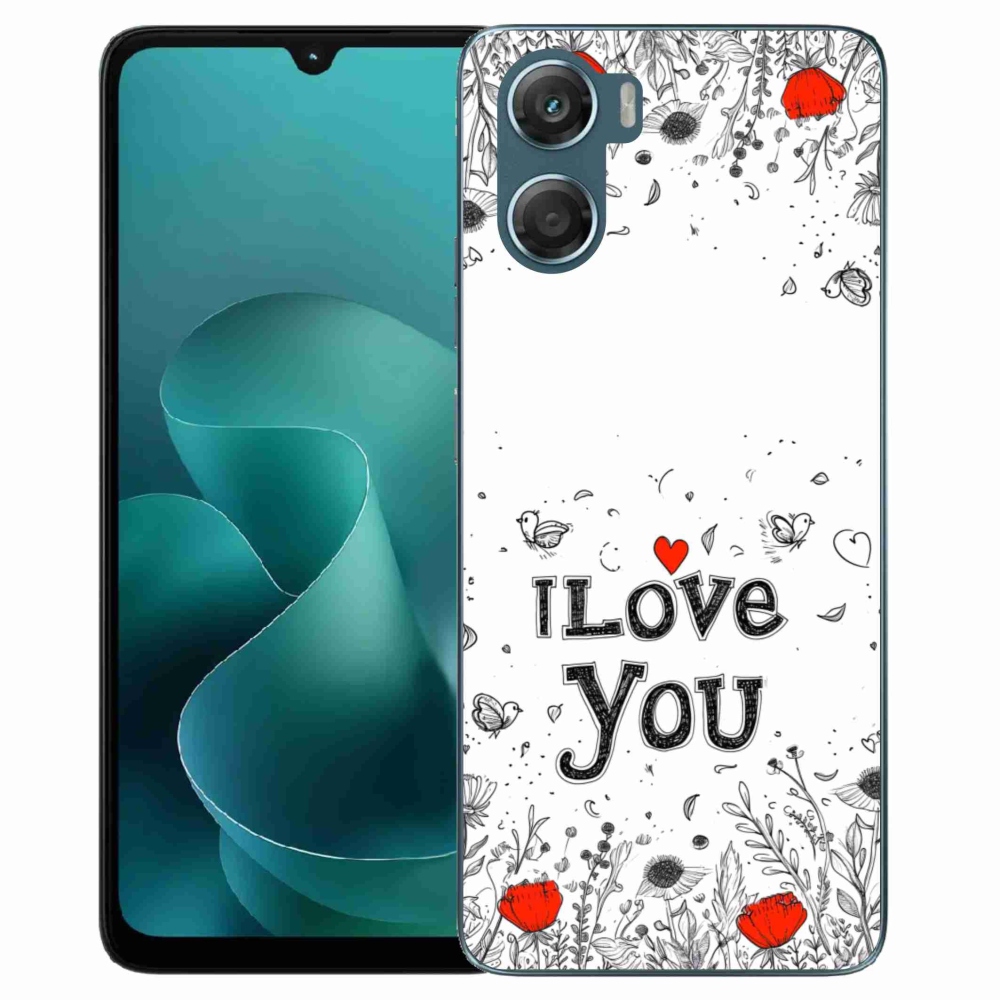 Gélový kryt mmCase na Motorola G06/G06 Power - I love you biele pozadie