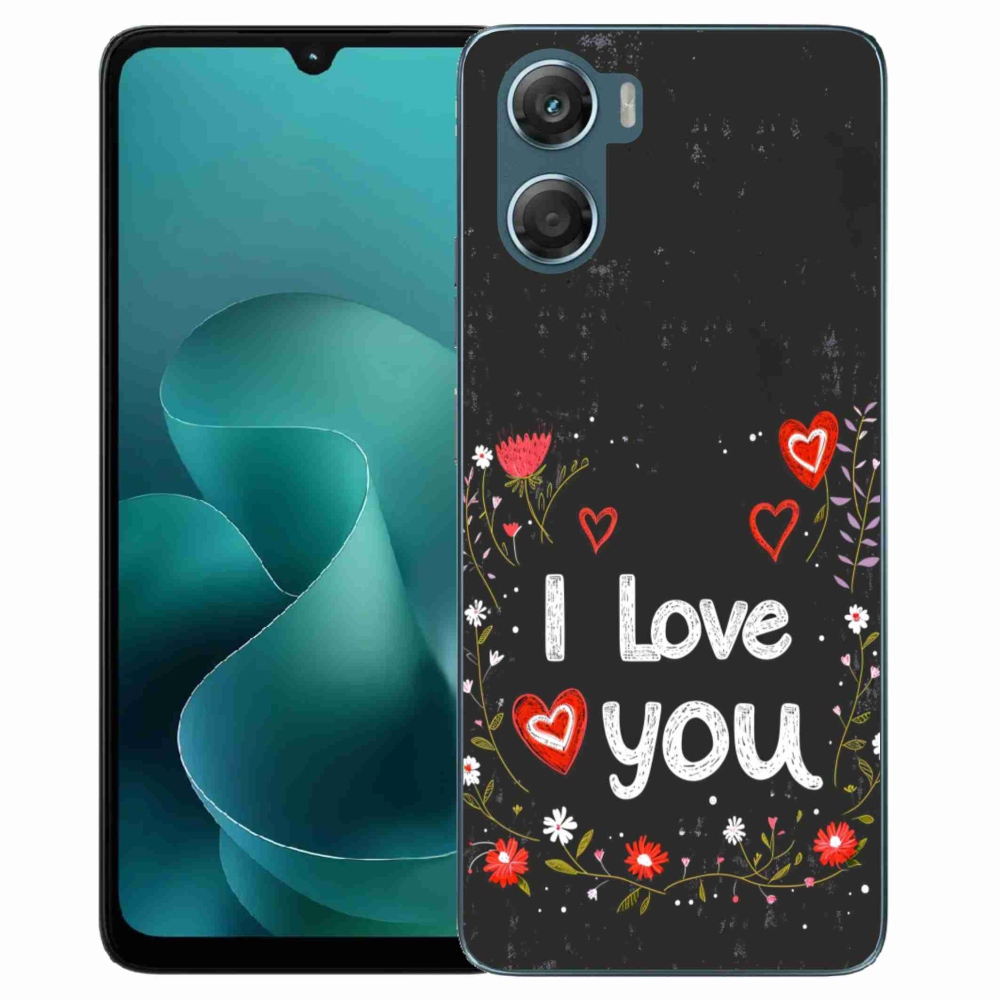 Gélový kryt mmCase na Motorola G06/G06 Power - I love you čierne pozadie
