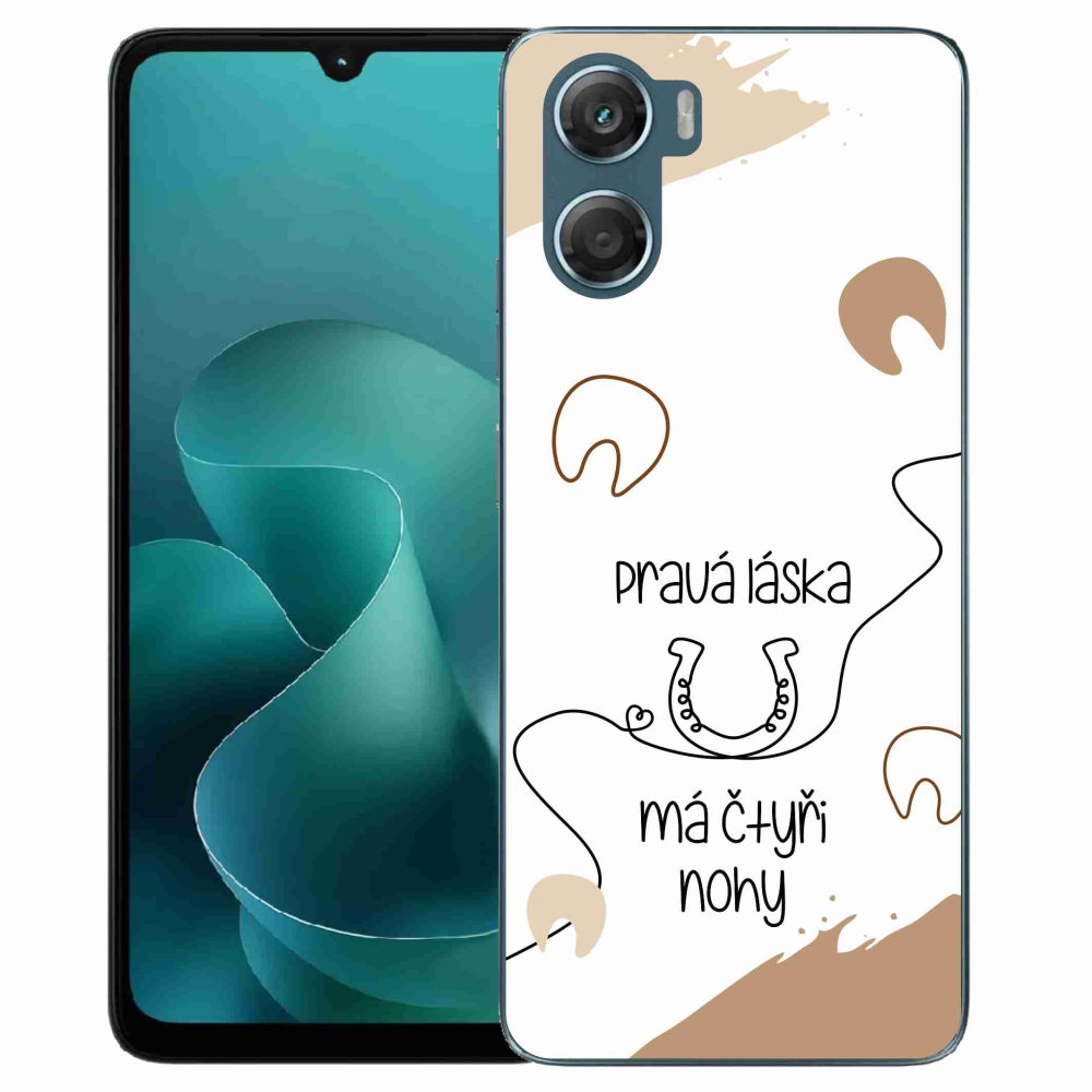 Gélový kryt mmCase na Motorola G06/G06 Power - konský motív biele pozadie