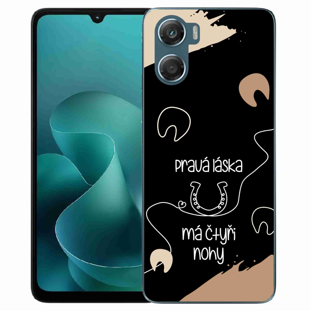 Gélový kryt mmCase na Motorola G06/G06 Power - konský motív čierne pozadie
