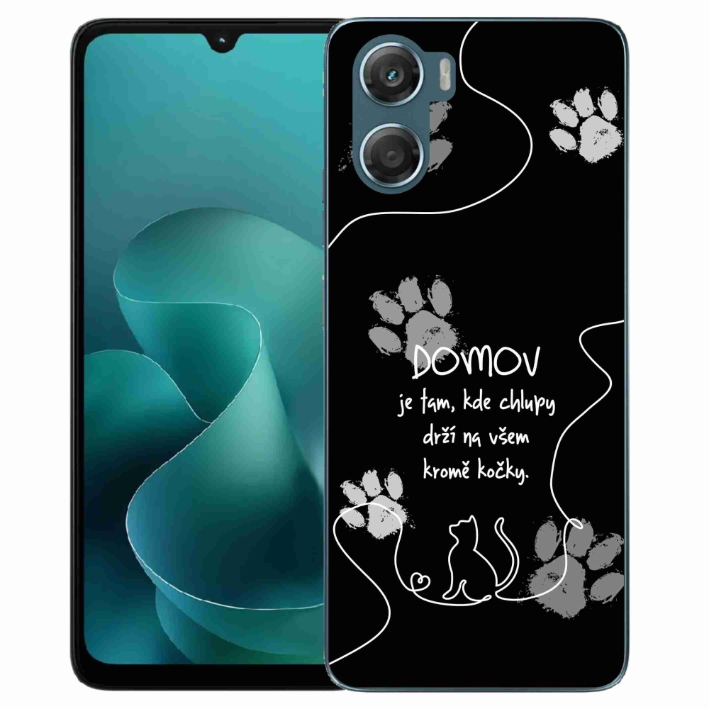 Gélový kryt mmCase na Motorola G06/G06 Power - mačacie motív čierne pozadie