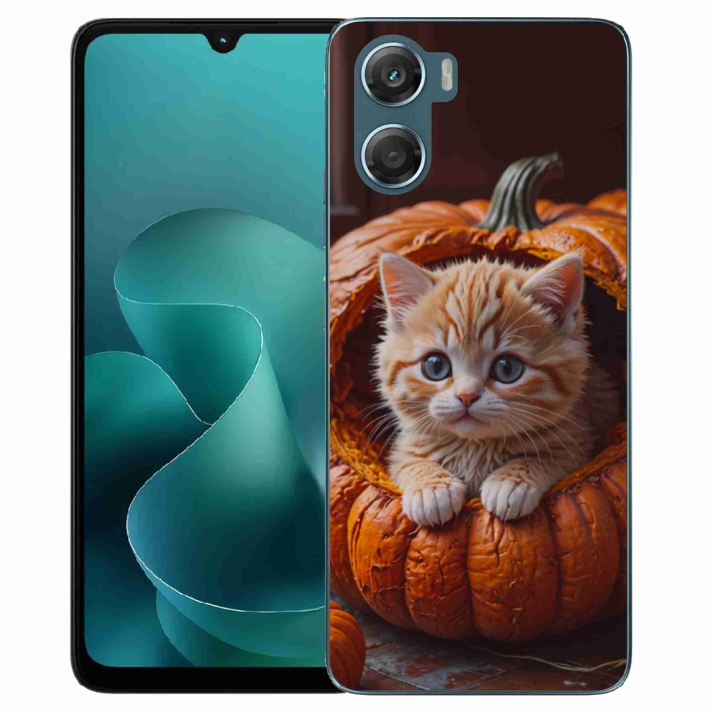 Gélový kryt mmCase na Motorola G06/G06 Power - mačiatko a tekvica 2