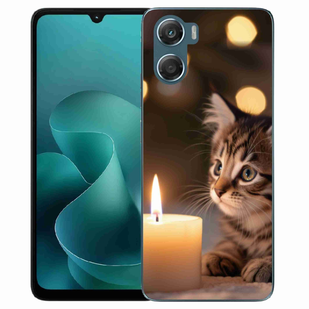 Gélový kryt mmCase na Motorola G06/G06 Power - mačiatko a sviečka