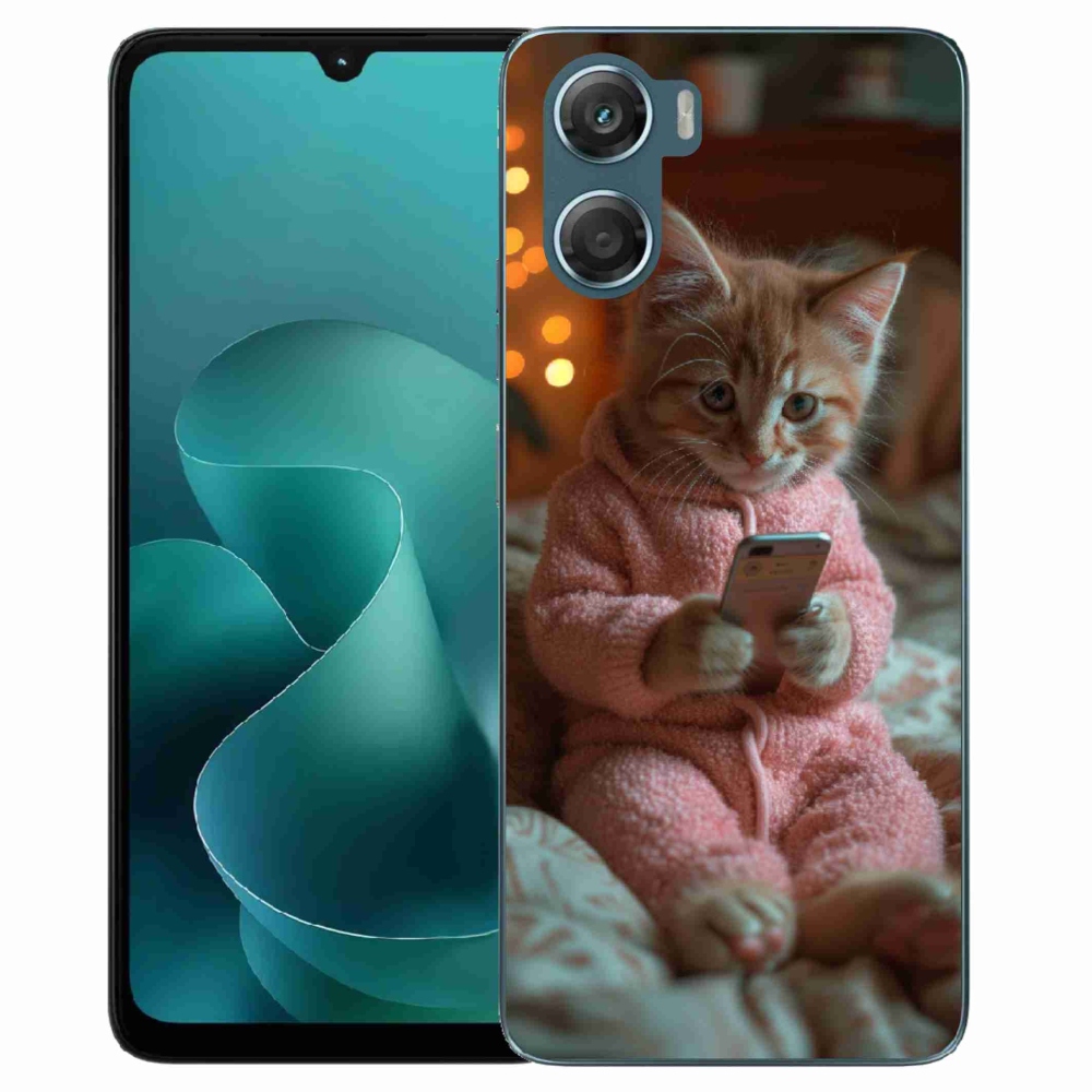 Gélový kryt mmCase na Motorola G06/G06 Power - mačiatko s mobilom