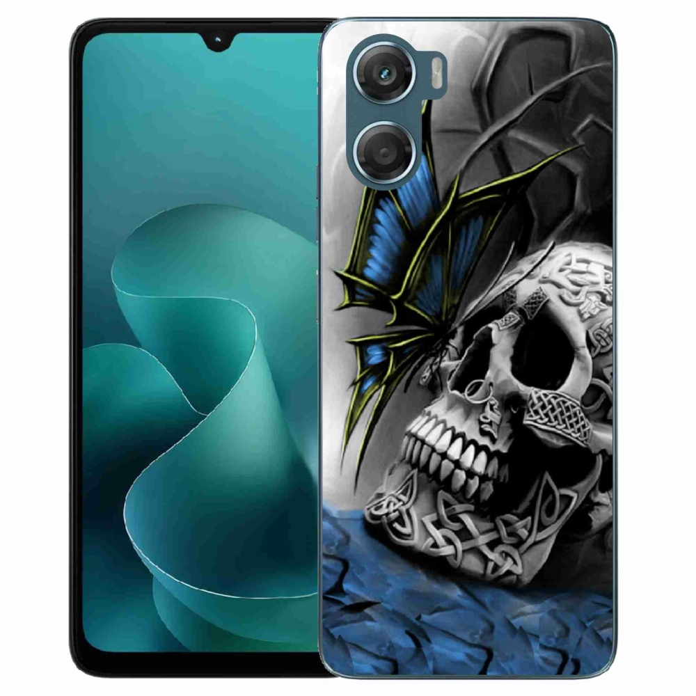 Gélový kryt mmCase na Motorola G06/G06 Power - motýľ a lebka
