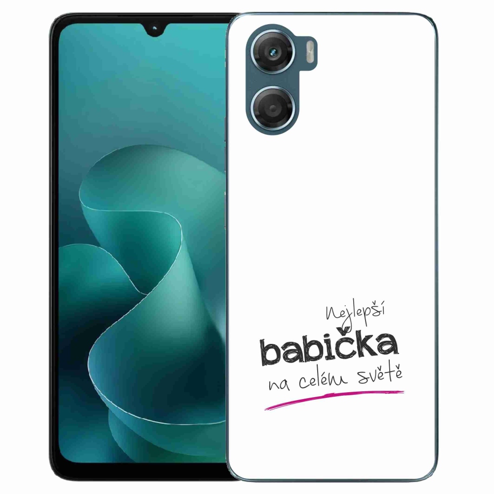 Gélový kryt mmCase na Motorola G06/G06 Power - najlepšia babička 4 biele pozadie