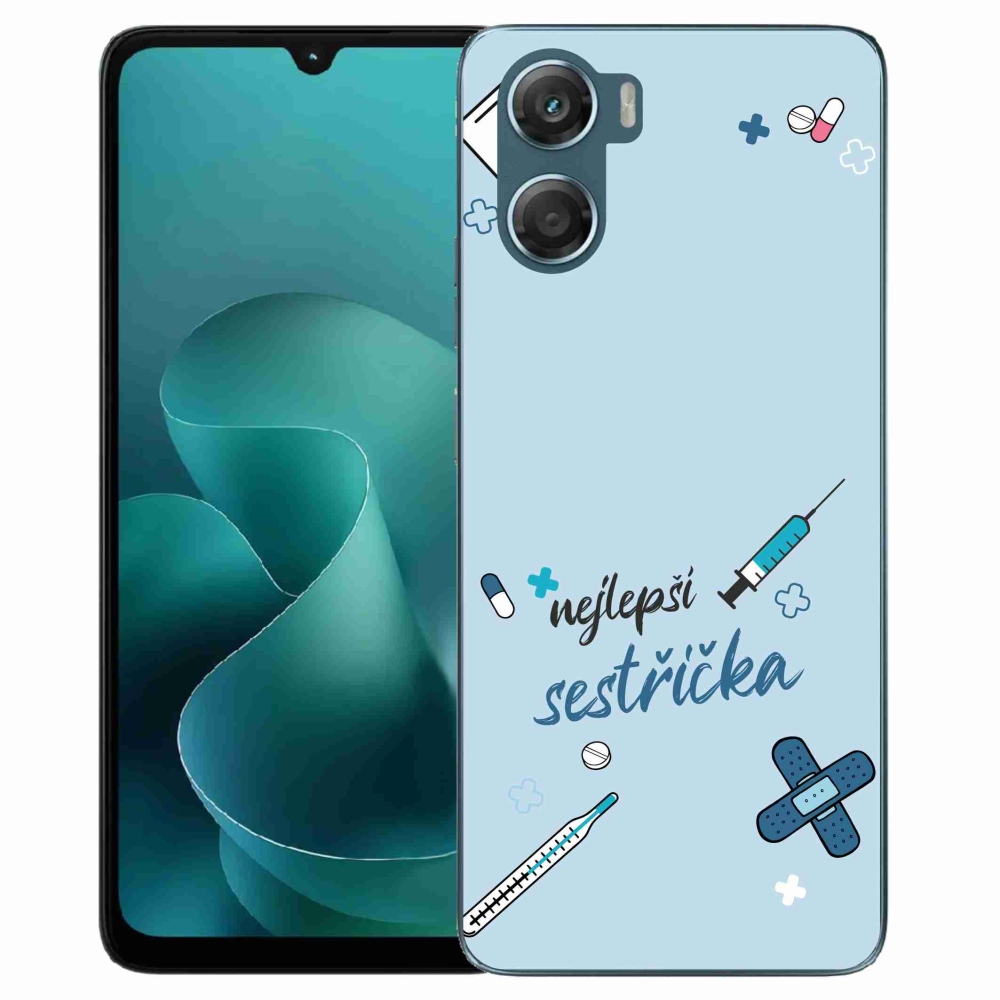 Gélový kryt mmCase na Motorola G06/G06 Power - najlepšia sestrička modré pozadie