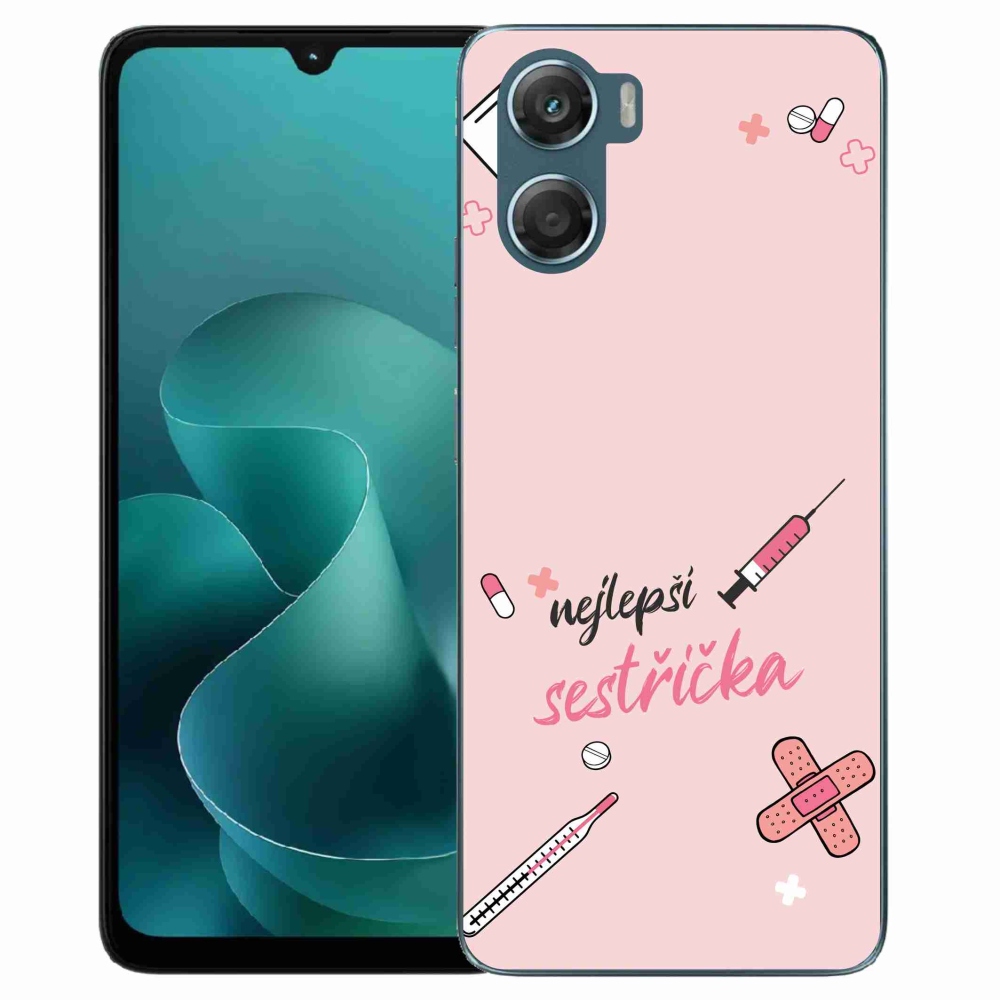 Gélový kryt mmCase na Motorola G06/G06 Power - najlepšia sestrička ružové pozadie