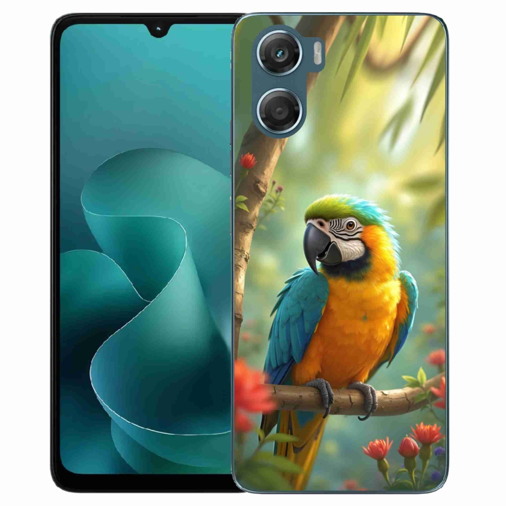 Gélový kryt mmCase na Motorola G06/G06 Power - papagáj ara modrožltá