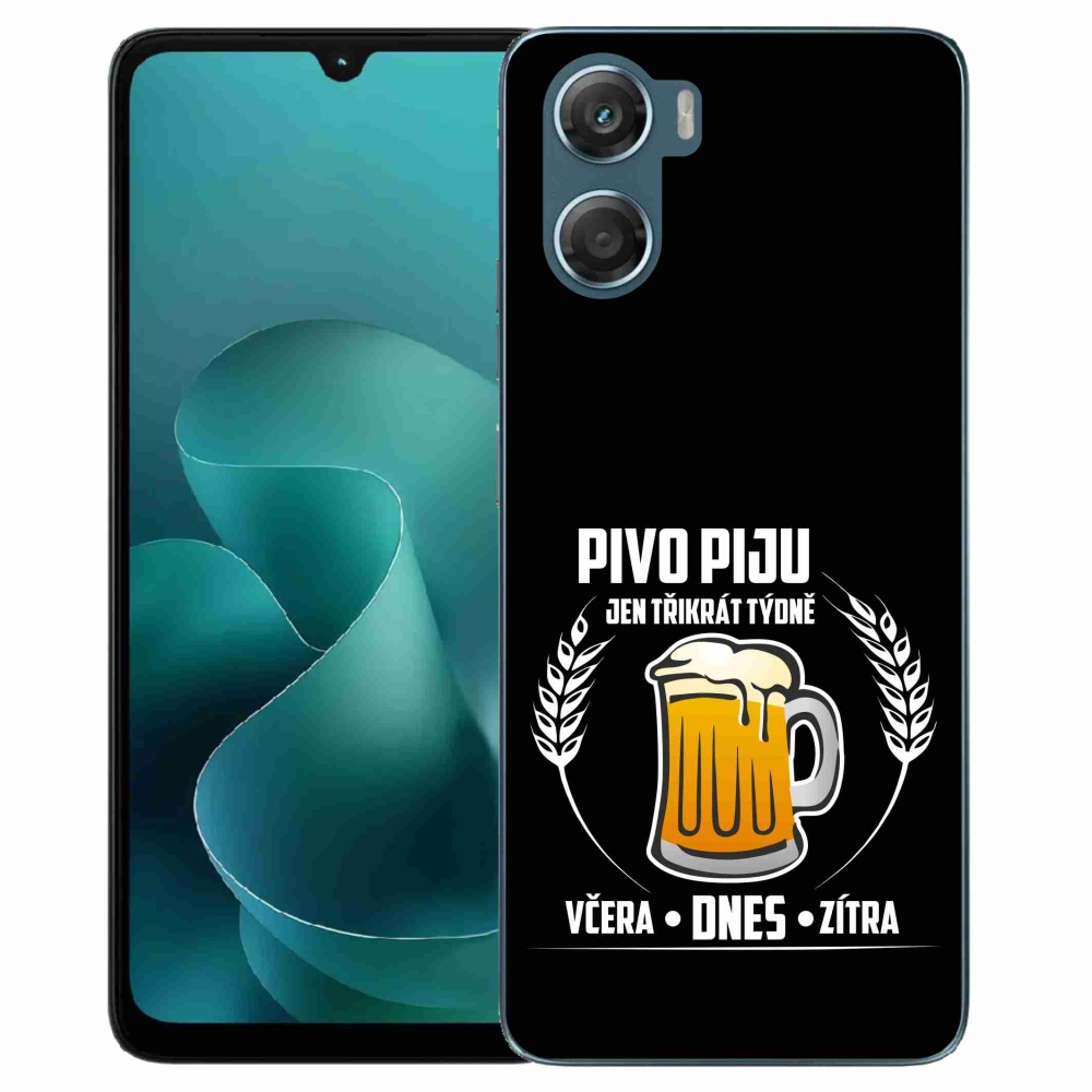 Gélový kryt mmCase na Motorola G06/G06 Power - pivný motív čierne pozadie