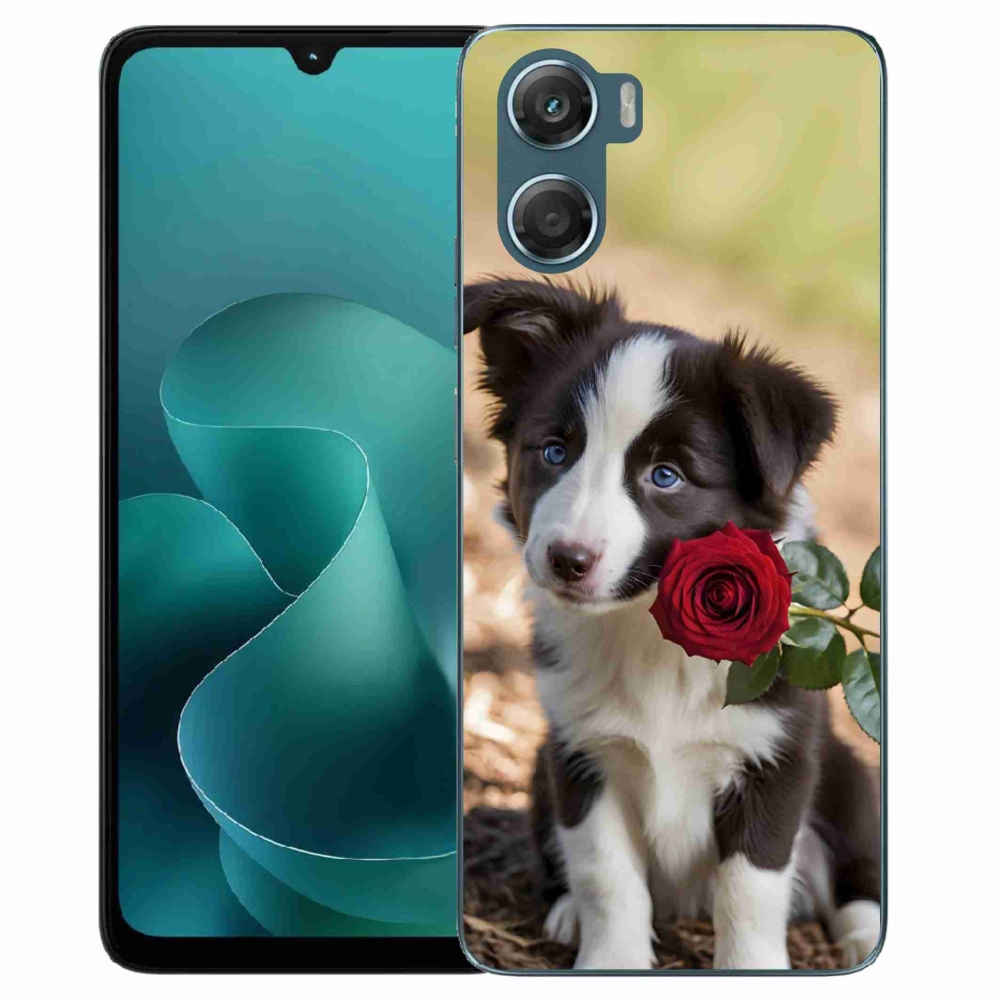 Gélový kryt mmCase na Motorola G06/G06 Power - roztomilá border kólia s ružou