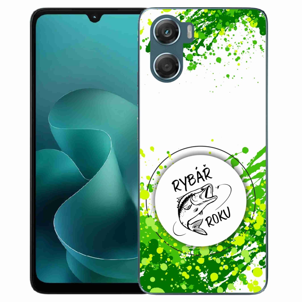 Gélový kryt mmCase na Motorola G06/G06 Power - rybár roka biele pozadie